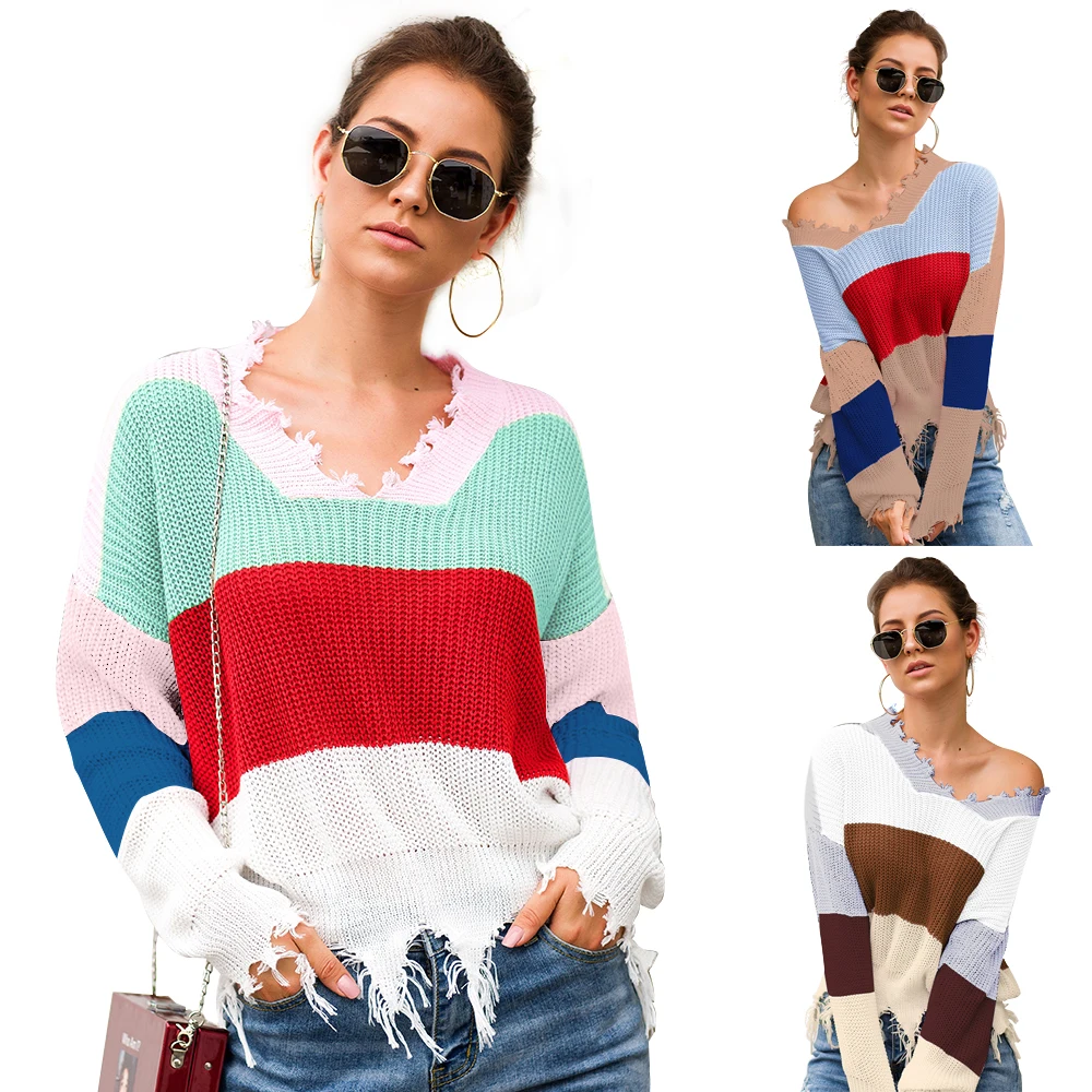 Sovalro Autumn Winter Casual Women Sweaters V Neck Drop Shoulder Stripe Color Block Female Pullovers Knitwear Jumper Femme Tops
Sovalro Autumn Winter Casual Women Sweaters V Neck Drop Shoulder Stripe Color Block Female Pullovers Knitwear Jumper Femme Tops