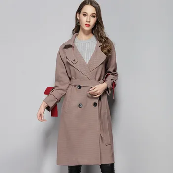 

Trench Coat Women's Long Bird Style Fall 2019 New Adjustable Waist Wide-waisted Double Breasted Light Ripe Elegant Classical