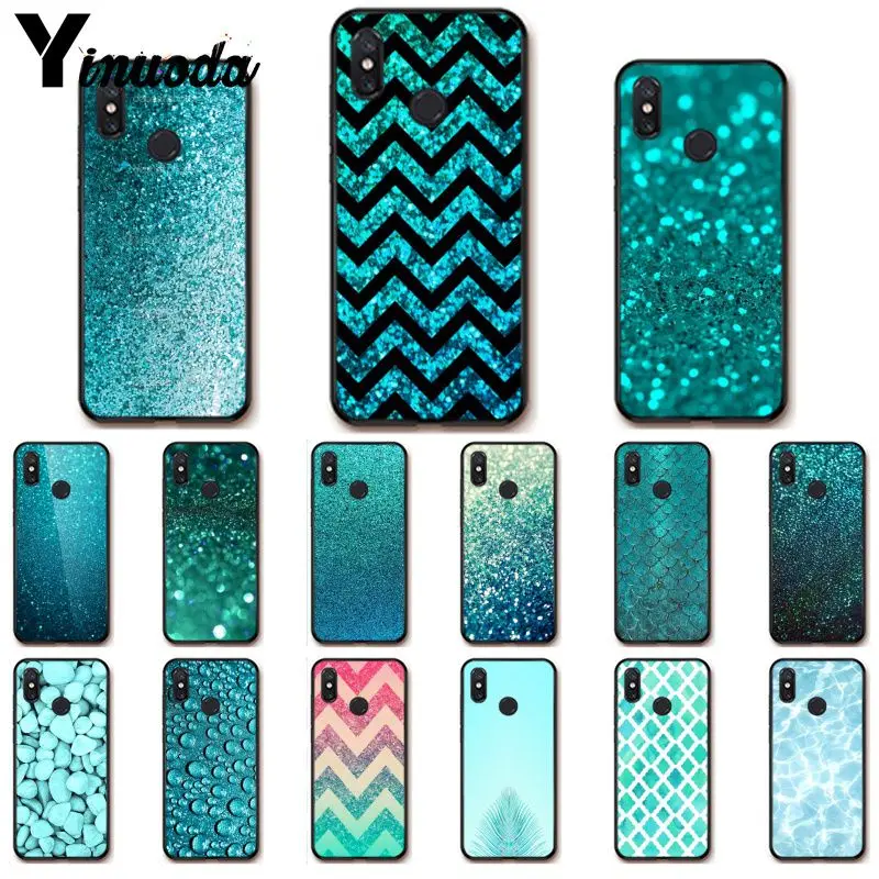 

Yinuoda Aqua Silver Green Mint Glitter Bling Sparkle Phone Case for Redm4X 6A Redmi Go Redmi5 5Plus Note4 Note5 7 mi A1 A2 Lite