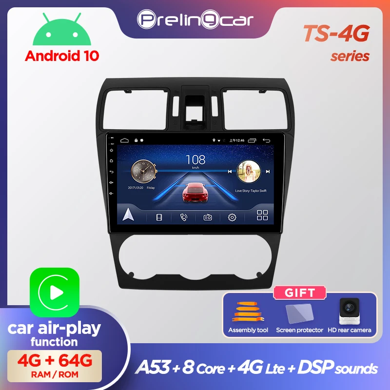 Автомагнитола Prelingcar 2 din Android 10 DVD мультимедийный видеоплеер GPS навигация для Subaru