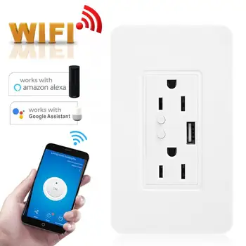 Wifi USB Power Wall Outlet Intelligent Socket Voice Control for Google Home Alexa US 90-125V
Wifi USB Power Wall Outlet Intelligent Socket Voice Control for Google Home Alexa US 90-125V