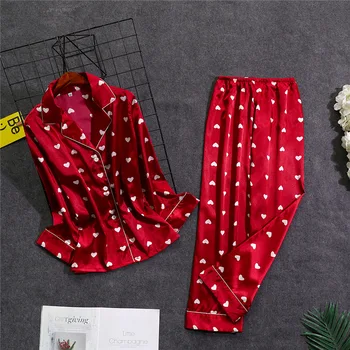 Traditional Women 2PCS Sleepwear Pajamas Suit Print Flower Nightwear Negligee Classic Red Intimate Lingerie Soft Home Clothes
Traditional Women 2PCS Sleepwear Pajamas Suit Print Flower Nightwear Negligee Classic Red Intimate Lingerie Soft Home Clothes