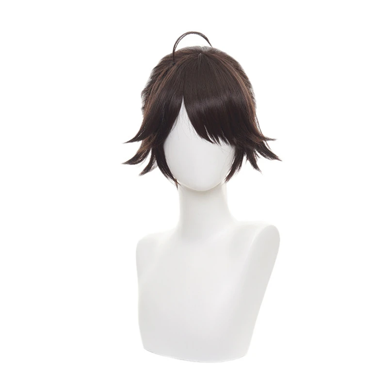 

Identity V Luca Balsa Wig Cosplay Costume Brown Short Ponytail Synthetic Hair Wigs for Halloween Party Carnival Role Play