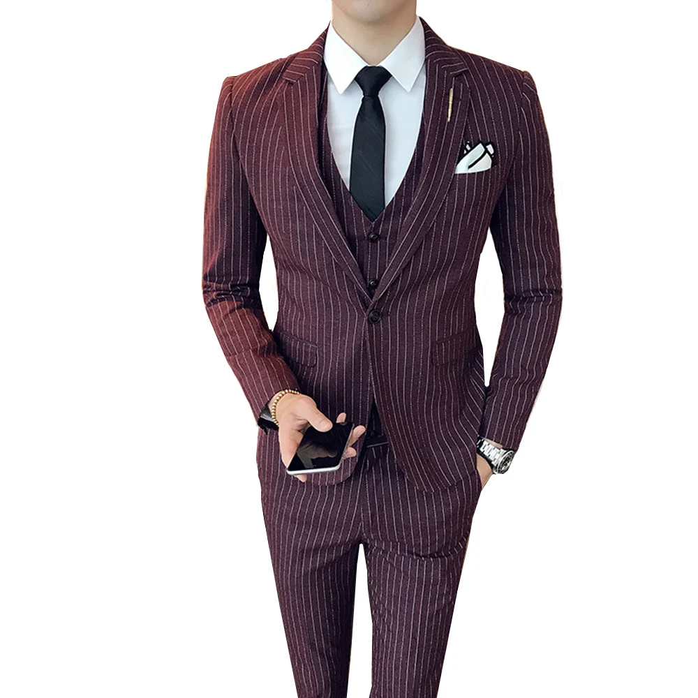 Men Suit 2018 Slim Fit Business Casual stripe Suits 3 Pieces Male High Quality Formal Groom Wedding Suit (Jacket+Vest+Pant)
Men Suit 2018 Slim Fit Business Casual stripe Suits 3 Pieces Male High Quality Formal Groom Wedding Suit (Jacket+Vest+Pant)