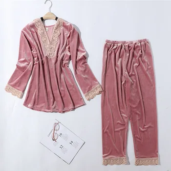 2 Pieces Women Pajamas Sets Gold Velvet Warm Winter Pyjama Femme V-Neck Sexy Sleepwear Soft Sleeveless Nightwear
2 Pieces Women Pajamas Sets Gold Velvet Warm Winter Pyjama Femme V-Neck Sexy Sleepwear Soft Sleeveless Nightwear