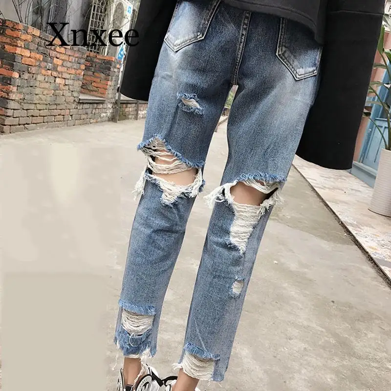 

Tattered Jeans Woman Distressed Ripped Jeans For Women High Waist Boyfriend Jeans Women Destroyed Jeans With Hole In The Back