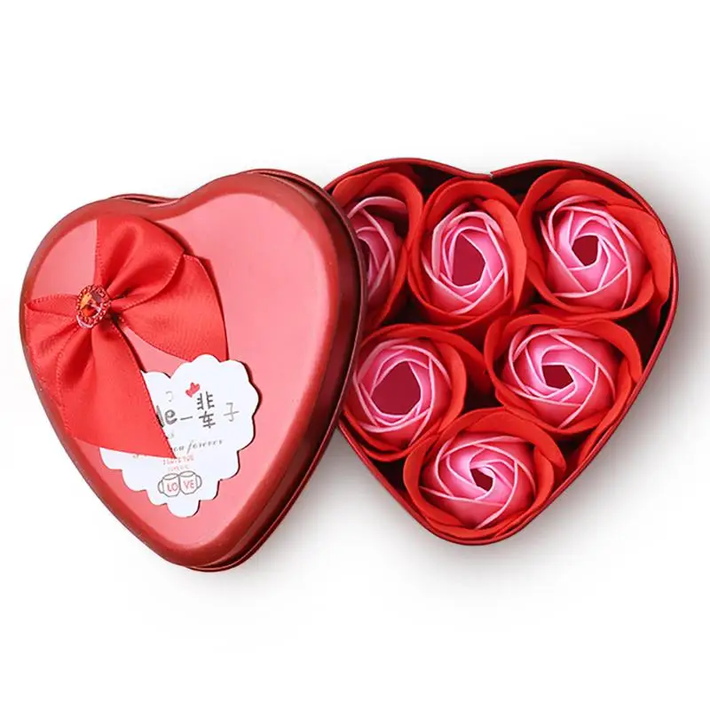 6 rose romantic soap flower gift box birthday valentine day