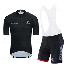 Men's Black Cycling Jersey Set Breathable and Quick-drying MTB Short-sleeved Cycling Suit 19D Bib Shorts Maillot Ciclismo Hombre