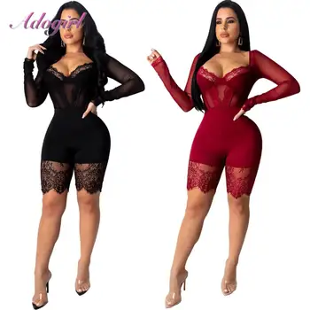 Spring Lace Sheer Mesh Patchwork Playsuit Women Sexy V Neck Long Sleeve See Through Night Party Jumpsuit Outfit Rompers Overalls
Spring Lace Sheer Mesh Patchwork Playsuit Women Sexy V Neck Long Sleeve See Through Night Party Jumpsuit Outfit Rompers Overalls