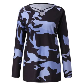 Women's Pullovers New Loose V-collar Camouflage Long Sleeve Blouse Fall Fashion Leisure Comfortable Sanitary Clothing 2020 
Women's Pullovers New Loose V-collar Camouflage Long Sleeve Blouse Fall Fashion Leisure Comfortable Sanitary Clothing 2020