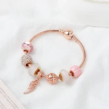 Original S925 silver Rose Gold Angel Wings Pendant Bracelet jewelry crystal Charm beads Feather bracelets for women Holiday Gift
Original S925 silver Rose Gold Angel Wings Pendant Bracelet jewelry crystal Charm beads Feather bracelets for women Holiday Gift