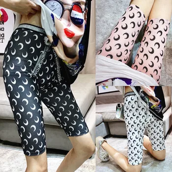 Moon Print Legging Crescent Moon Printing Mesh Elasticity Thin Pants Sports Outerwear Women's Five Point Shorts M2 
Moon Print Legging Crescent Moon Printing Mesh Elasticity Thin Pants Sports Outerwear Women's Five Point Shorts M2