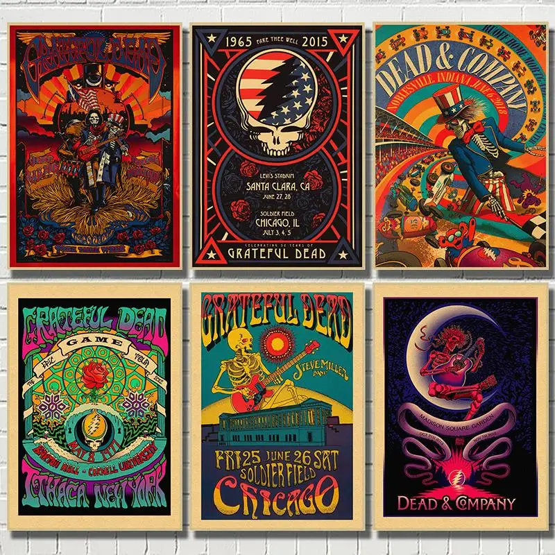 Винтажные плакаты The Grateful Dead наклейки на стену Ретро плакат с принтом высокое