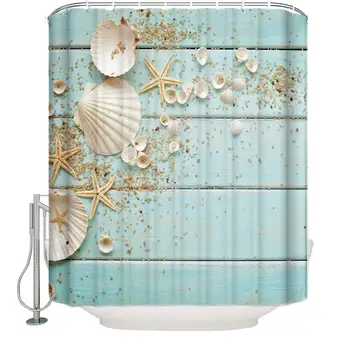 Ocean Seashell Home Decor Shower Curtain Blue Wooden Back Sand Starfish Bathroom Curtain Set with Hooks Polyester Fabric
Ocean Seashell Home Decor Shower Curtain Blue Wooden Back Sand Starfish Bathroom Curtain Set with Hooks Polyester Fabric