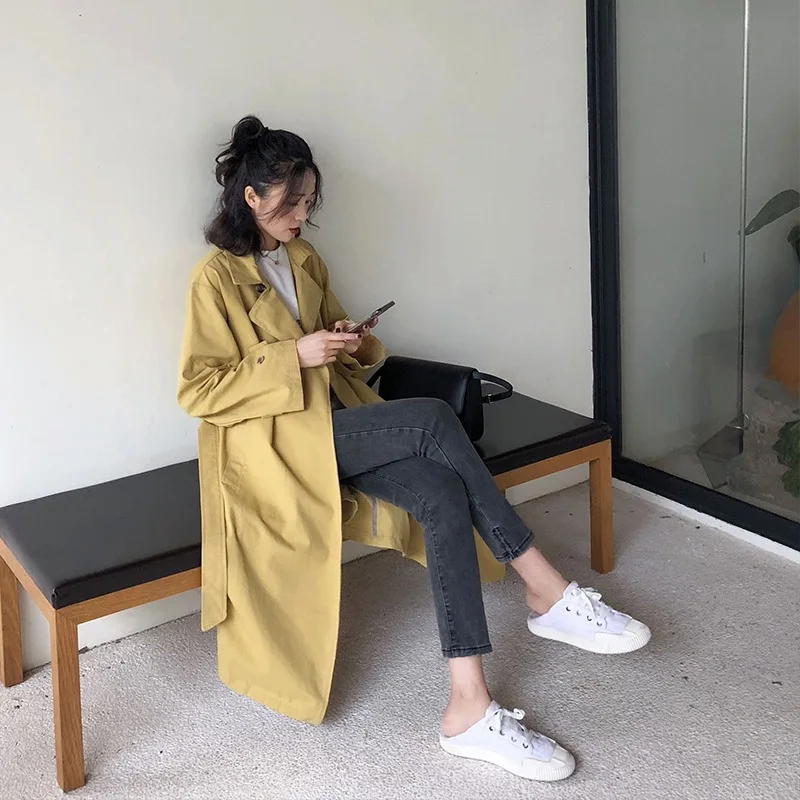 Trench Coat Women's Lace-up Spring And Autumn New Style Mid-length Korean-style Students Casual Loose-Fit Solid Color over-the-K
Trench Coat Women's Lace-up Spring And Autumn New Style Mid-length Korean-style Students Casual Loose-Fit Solid Color over-the-K