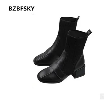 2021 Elastic Short Boots Woman Booties Women's Autumn/Winter Shoes Square Heel British Style Female Footware BLACK BROWN
2021 Elastic Short Boots Woman Booties Women's Autumn/Winter Shoes Square Heel British Style Female Footware BLACK BROWN