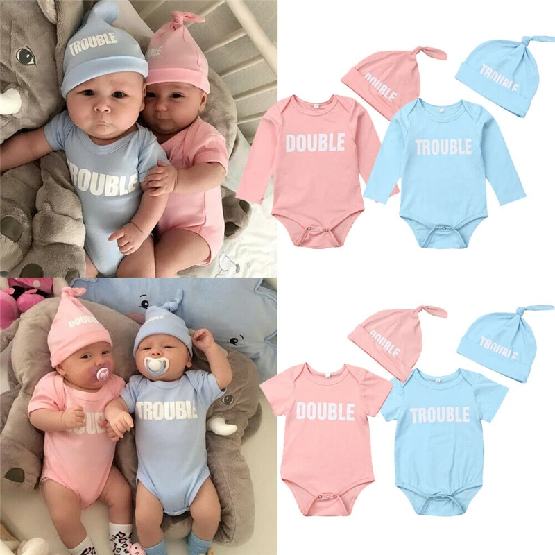 Newborn Baby Twins Bodysuit Hat 2PCS Cotton Clothes Letter Print Casual Bodysuit Jumpsuit Infant Kids Boy Girl Clothing Outfit
Newborn Baby Twins Bodysuit Hat 2PCS Cotton Clothes Letter Print Casual Bodysuit Jumpsuit Infant Kids Boy Girl Clothing Outfit
