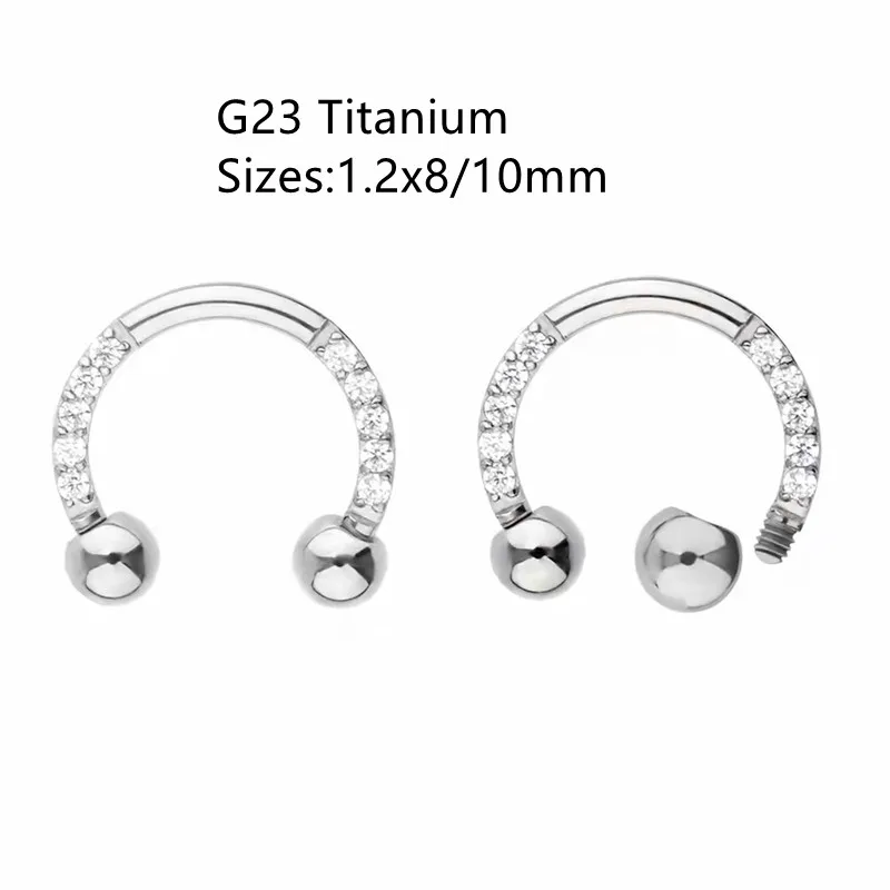 10pcs Body Jewelry Piercing - G23 Titanium CZ Horeshoes Nose Septum Ring Ear Helix Daith Cartilage Tragus Earring Ring
10pcs Body Jewelry Piercing - G23 Titanium CZ Horeshoes Nose Septum Ring Ear Helix Daith Cartilage Tragus Earring Ring