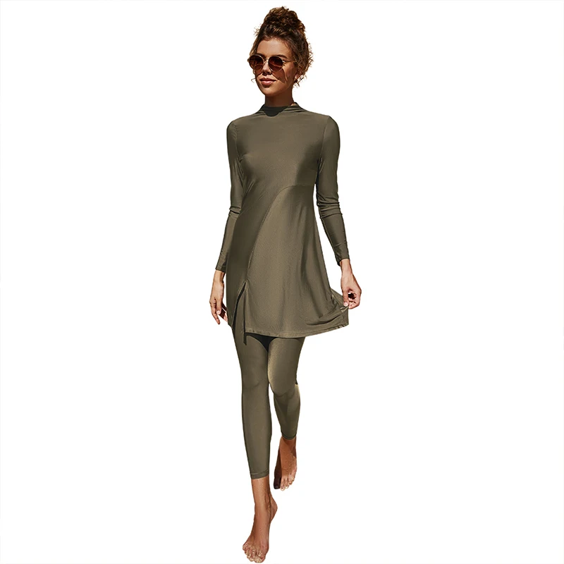 Solid color long-sleeved trousers full-enclosed swimsuit, conservative beach surf sunscreen swimsuit, two-piece Muslim swimsuit
Solid color long-sleeved trousers full-enclosed swimsuit, conservative beach surf sunscreen swimsuit, two-piece Muslim swimsuit