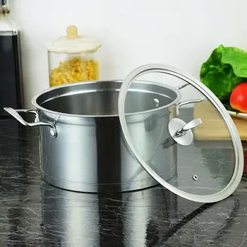 Large capacity thick stainless steel soup pot with glass lid and steam hole 
Large capacity thick stainless steel soup pot with glass lid and steam hole