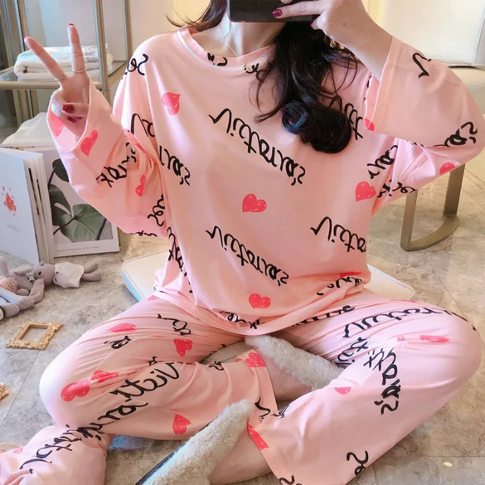 Spring And Autumn Pajamas Women's Autumn Long Sleeve Loose-Fit Korean-style Cute Printed Set Send Cloth Bag 170G Qmilch M -Xxl
Spring And Autumn Pajamas Women's Autumn Long Sleeve Loose-Fit Korean-style Cute Printed Set Send Cloth Bag 170G Qmilch M -Xxl