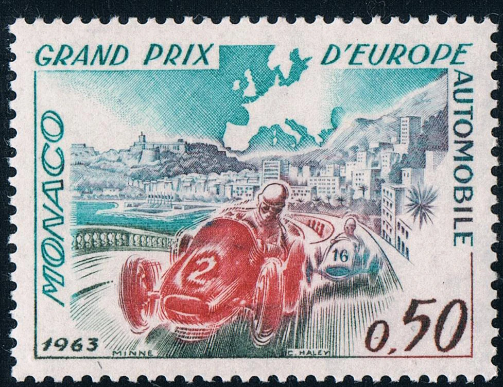 

1Pcs/Set New Monaco Post Stamp 1963 Monte Carlo Grand Prix Sculpture Stamps MNH