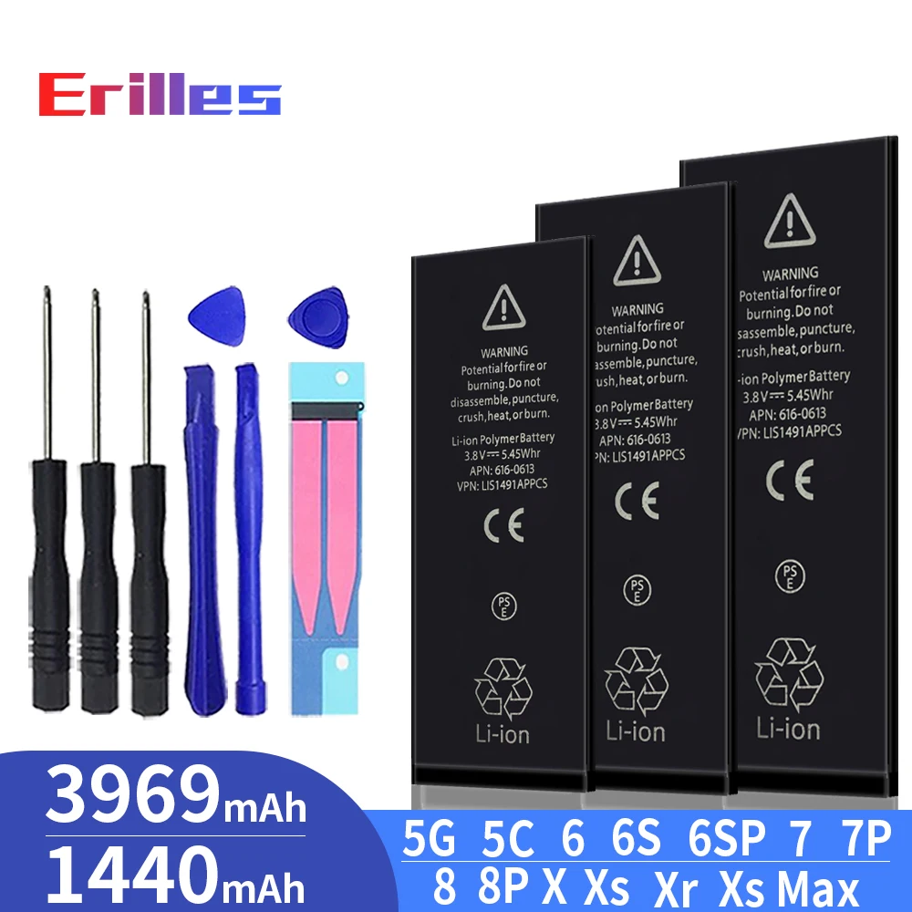 100% New Phone Battery For Apple iPhone 5 5S 5SE 6 6S 7 8 Plus X XS MAX XR Original Capacity 0 Cycle Replacement Batterie
100% New Phone Battery For Apple iPhone 5 5S 5SE 6 6S 7 8 Plus X XS MAX XR Original Capacity 0 Cycle Replacement Batterie