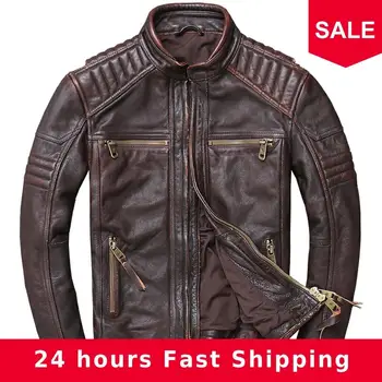 2020 Vintage Brown Men Motorcycle Leather Jacket Plus Size XXXXXL Genuine Cowhide Russian Slim Fit Biker's Leather Coat
2020 Vintage Brown Men Motorcycle Leather Jacket Plus Size XXXXXL Genuine Cowhide Russian Slim Fit Biker's Leather Coat