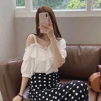 2020 Women's Chiffon Blouse Summer shirt Off-the-shoulder V-neck Off Shoulder Ruffles Tops Casual Short Sleeves short Hold 
2020 Women's Chiffon Blouse Summer shirt Off-the-shoulder V-neck Off Shoulder Ruffles Tops Casual Short Sleeves short Hold
