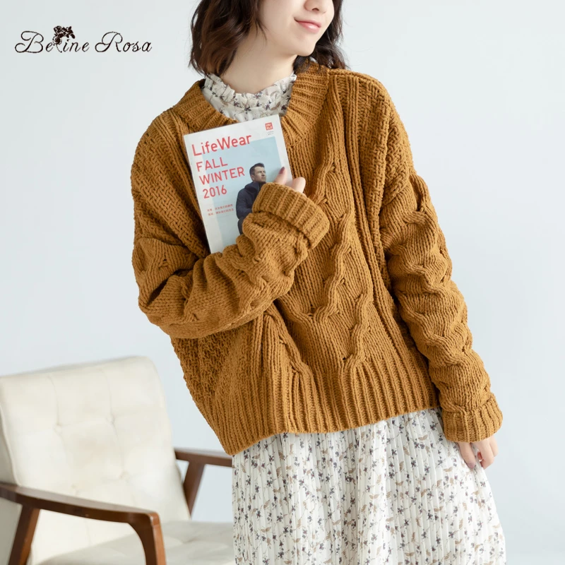 BelineRosa Autumn Winter Knitted Sweaters Thicken Warm Retro Pure Color Casual Plus Size Sweaters for Women JJDM0122
BelineRosa Autumn Winter Knitted Sweaters Thicken Warm Retro Pure Color Casual Plus Size Sweaters for Women JJDM0122