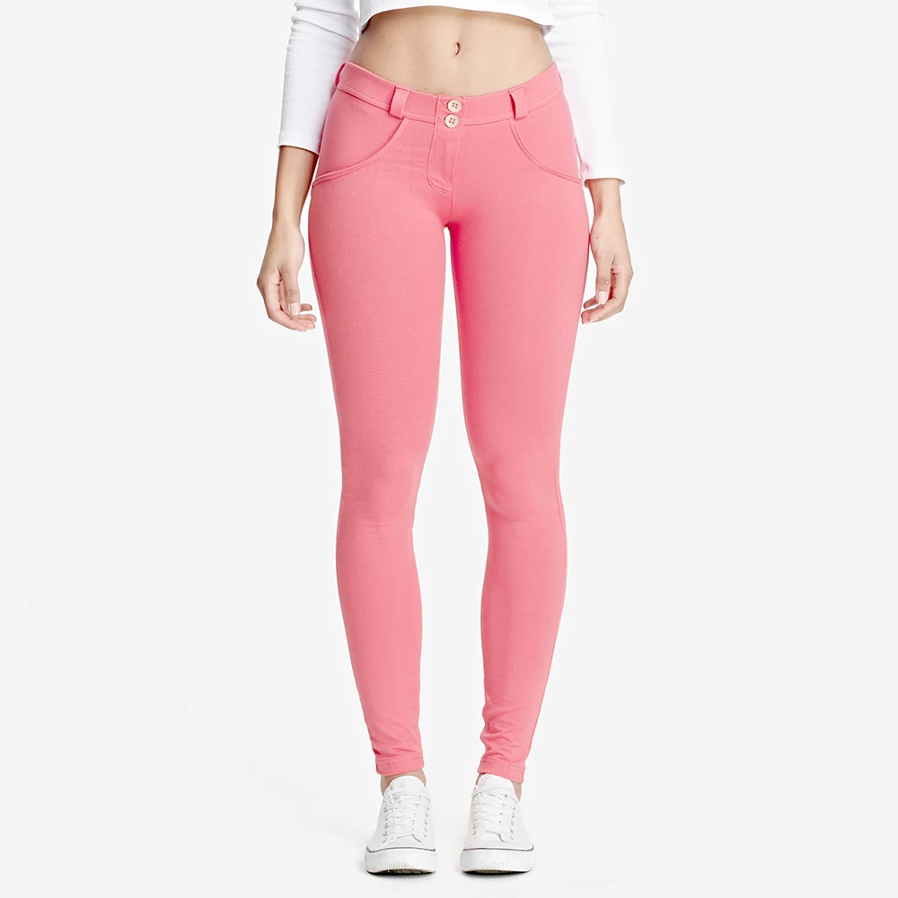 Melody Four Ways Stretchable Pink Push Up Knitted Pants High Stretchy Super Skinny Up Lifting Mid Rise Sexy Leggings For Women