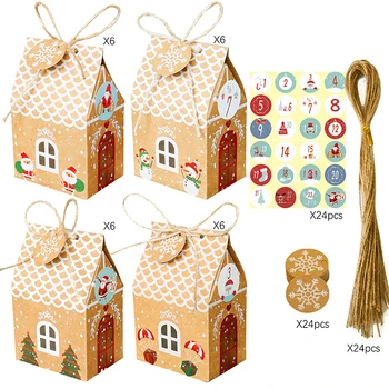 24sets House Shape Christmas Gift Box Creative Santa Claus Kraft Paper Box Xmas Party Candy Boxes with Advent Calendar Sticker
24sets House Shape Christmas Gift Box Creative Santa Claus Kraft Paper Box Xmas Party Candy Boxes with Advent Calendar Sticker