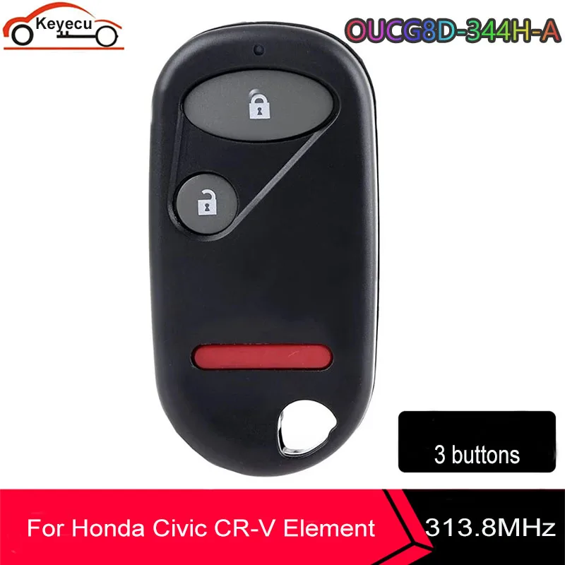 

KEYECU FCC ID: OUCG8D-344H-A Keyless Entry Remote Control Car Key Fob 3 Buttons for Honda Element Civic Si CRV 2002 2003 2004