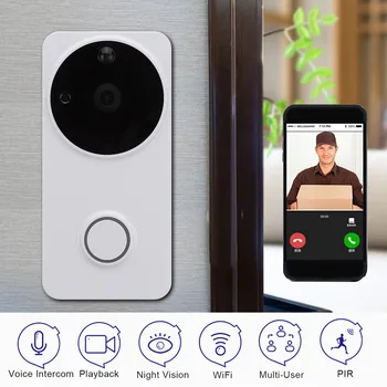 HD 720P Wireless Two way intercom Visual Doorbell WIFI Doorbell Camera PIR Motion Detection Night View Video Smart System
HD 720P Wireless Two way intercom Visual Doorbell WIFI Doorbell Camera PIR Motion Detection Night View Video Smart System