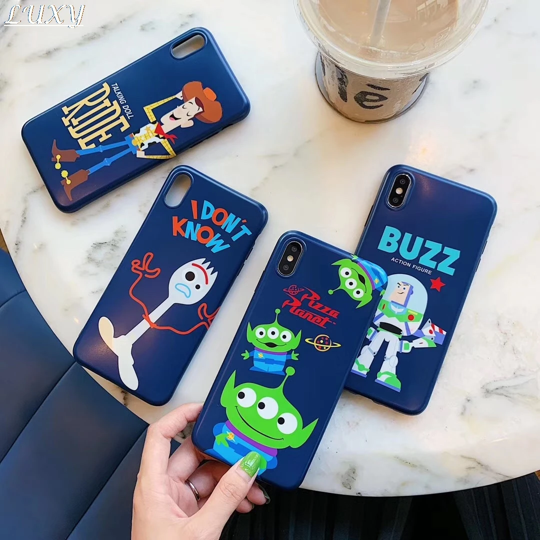 Фото Cute Toy Story Buzz Woody Alien Phone Case For Apple iPhone 7 8 6 6s Plus Glossy IMD Cover 11 Pro Max X XS XR Coque | Отзывы и видеообзор (4000034192161)