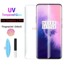 Protecteur d'écran à colle complète, 3D, liquide UV, Nano, verre trempé pour 1 + Oneplus 7 Pro=