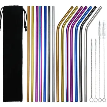 14 Pieces Stainless Steel Drinking Straws Reusable Metal Bent and Straight Straws with 4 Pack Cleaning Brushes and Storage Pouch 
14 Pieces Stainless Steel Drinking Straws Reusable Metal Bent and Straight Straws with 4 Pack Cleaning Brushes and Storage Pouch