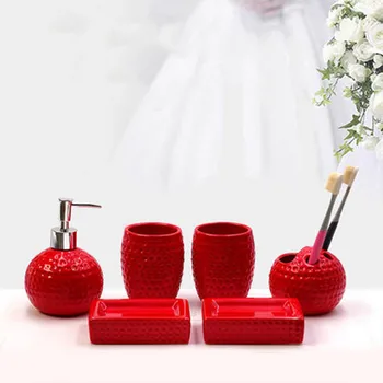 Golf 5PCS/Set For Bathroom Kit Ceramic Bathroom Five-piece Set Wedding Red Wash Set Bathroom Supplies Toilet Mouthwash Cup
Golf 5PCS/Set For Bathroom Kit Ceramic Bathroom Five-piece Set Wedding Red Wash Set Bathroom Supplies Toilet Mouthwash Cup