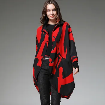 2020 Female Spring Autumn New turn down Collar Windbreaker Coat Casual Loose Slim Single Breasted Irregular Print Coat Plus Size
2020 Female Spring Autumn New turn down Collar Windbreaker Coat Casual Loose Slim Single Breasted Irregular Print Coat Plus Size