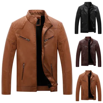 Men's leather jacket Autumn Winter кожаная куртка мужская jaqueta de couro masculino Biker Motorcycle Zipper Long Sleeve Coat #3 
Men's leather jacket Autumn Winter кожаная куртка мужская jaqueta de couro masculino Biker Motorcycle Zipper Long Sleeve Coat #3