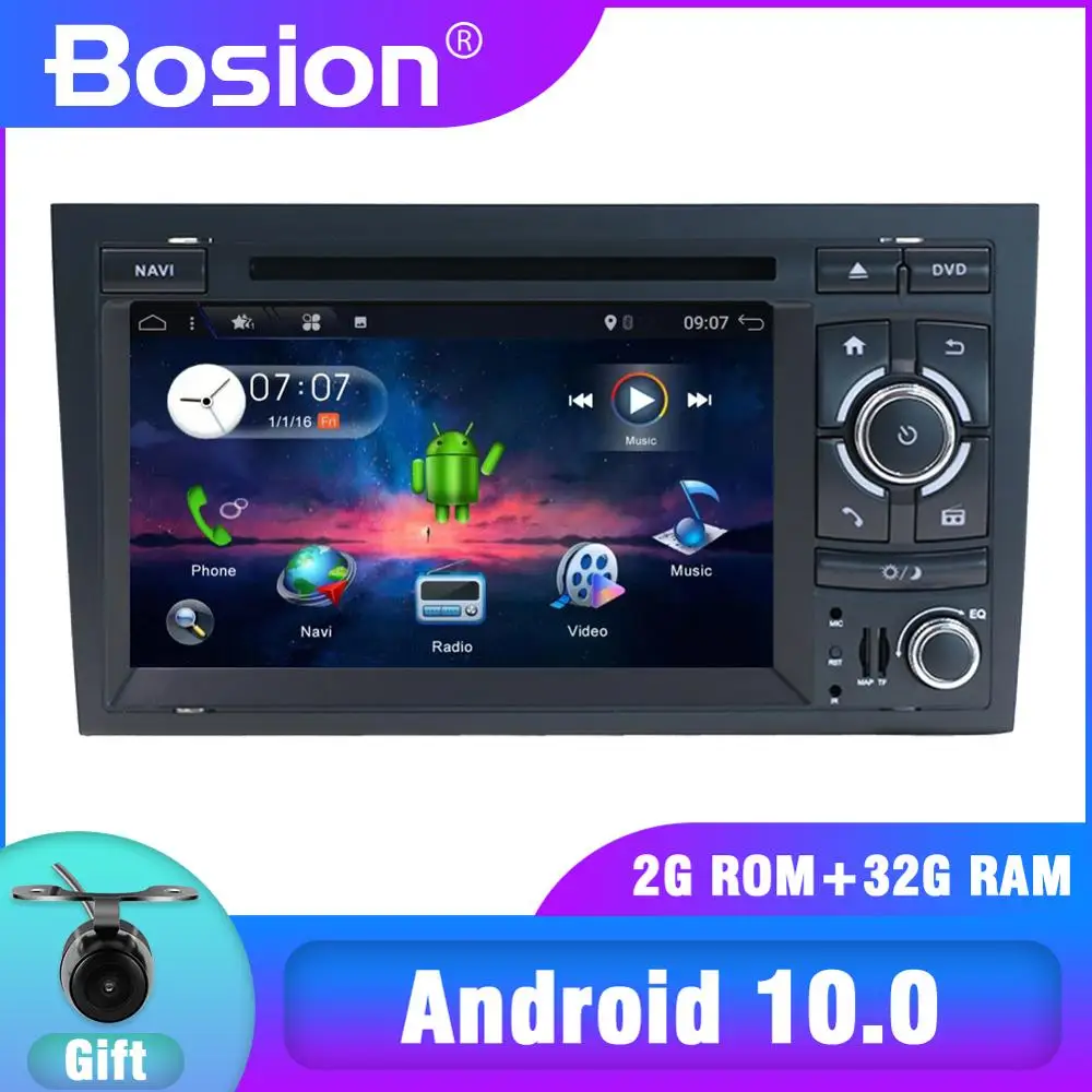 Автомобильный DVD плеер с четырехъядерным процессором 2 DIN Android 10 0 для AUDI A4 GPS стерео