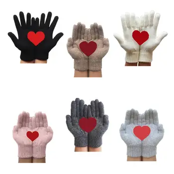 Women Winter Thick Knit Gloves Sweet Half Red Heart Irregular Print Warm Mittens
Women Winter Thick Knit Gloves Sweet Half Red Heart Irregular Print Warm Mittens