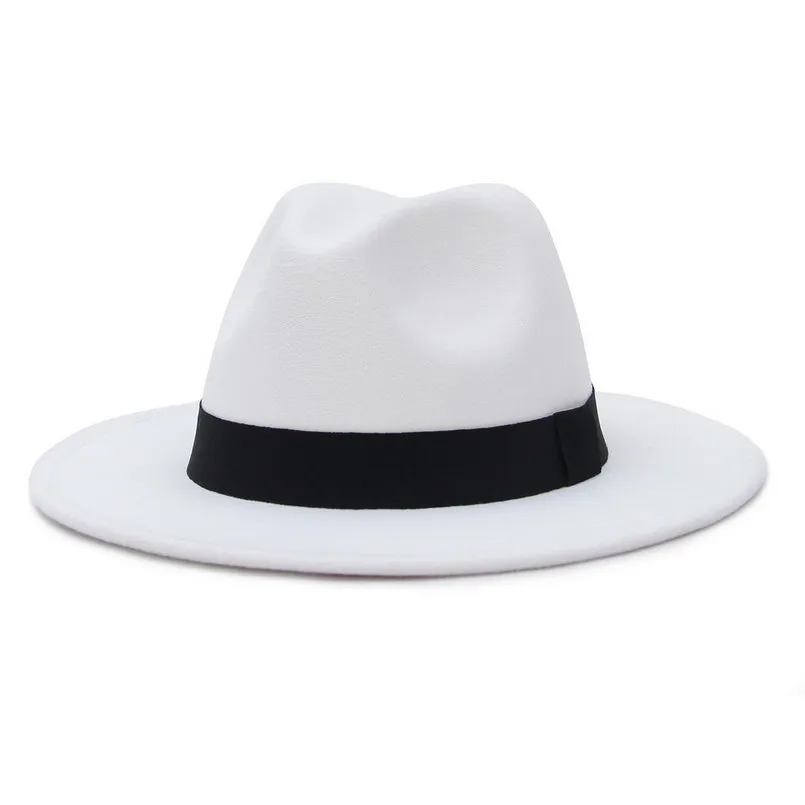 Новинка 2020 белая фетровая шляпа с широкими полями Женская шерстяная для мужчин