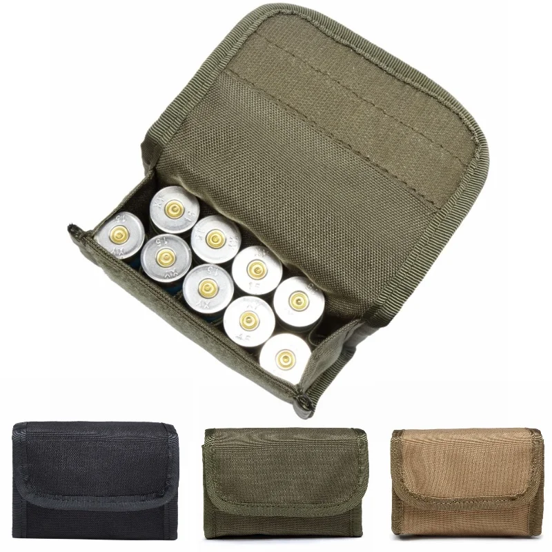 

CQC 10 Round 12Gauge 12GA Military Hunting Army Pouch Ammo Shell Tactical Molle Bandolier Magazine Bag Holder Cartridge