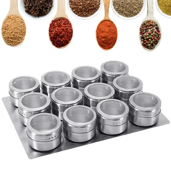 Magnetic Spice Jars With Wall Mounted Rack Stainless Steel Spice Tins Spice Storage Container Pepper Seasoning Sprays Tools 
Magnetic Spice Jars With Wall Mounted Rack Stainless Steel Spice Tins Spice Storage Container Pepper Seasoning Sprays Tools