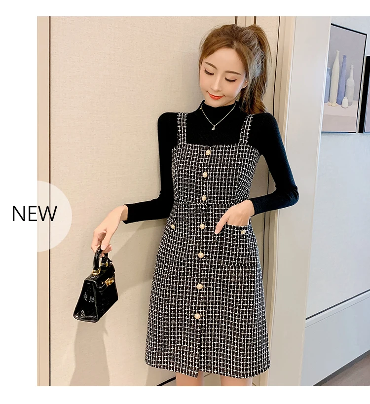 2022 Fall Retro Little Fragrant Dress Spring Woolen Plaid Sexy Strap Dress Suit Luxury Ladies Temperament Suspenders Dresses
2022 Fall Retro Little Fragrant Dress Spring Woolen Plaid Sexy Strap Dress Suit Luxury Ladies Temperament Suspenders Dresses