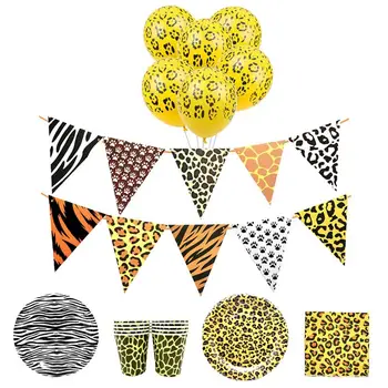 71pcs/Set Zoo Themed Birthday Party Decor Set Balloons Banner Disposable Tableware Leopard Printing Napkins Party Supplies
71pcs/Set Zoo Themed Birthday Party Decor Set Balloons Banner Disposable Tableware Leopard Printing Napkins Party Supplies