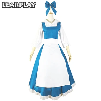 

Belle Maid Princess Dress for Women Adults Cosplay Costume Carnival Dance Halloween Party Fancy Blue Dresses Performance Wear