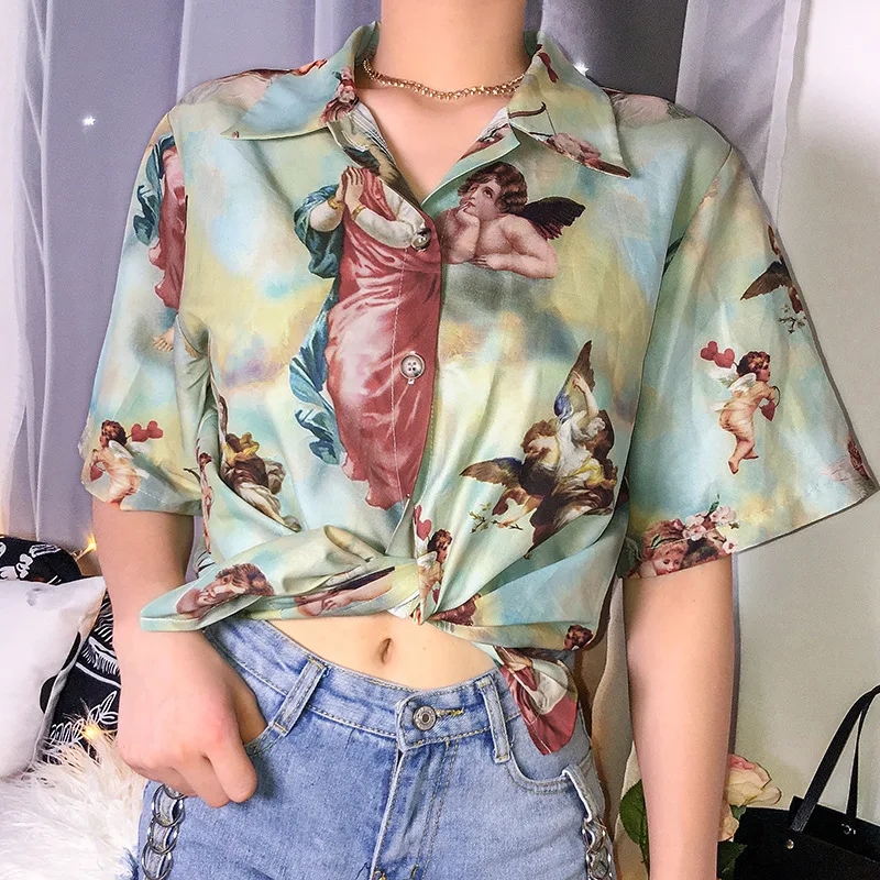 Harajuku Angel Print Women's Blouse Unisex Hawaiian Shirt Loose Hip Hop Streetwear Short Sleeve Blouses Summer Beach Camisa
Harajuku Angel Print Women's Blouse Unisex Hawaiian Shirt Loose Hip Hop Streetwear Short Sleeve Blouses Summer Beach Camisa