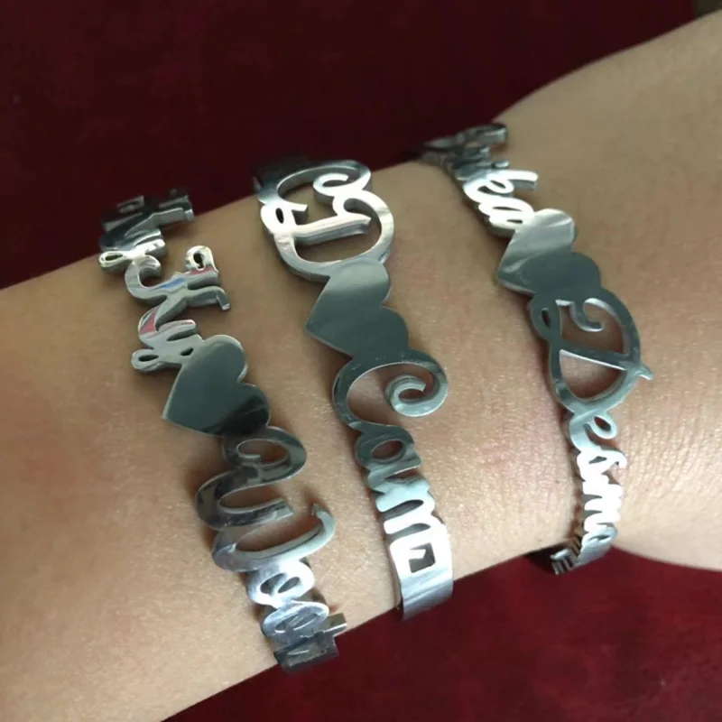 Custom Name Bangles Personalized Name Bracelet Heart Crown Shaped Adjustable DIY Nameplate Open Bangle For Women Kids
Custom Name Bangles Personalized Name Bracelet Heart Crown Shaped Adjustable DIY Nameplate Open Bangle For Women Kids